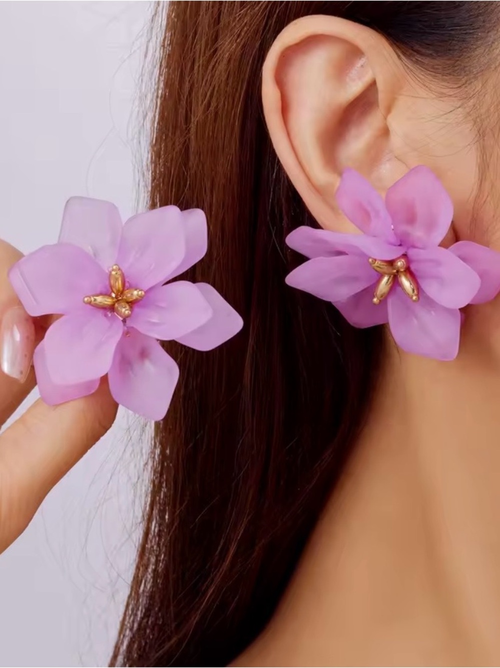 Lilac Floral Statement Earrings